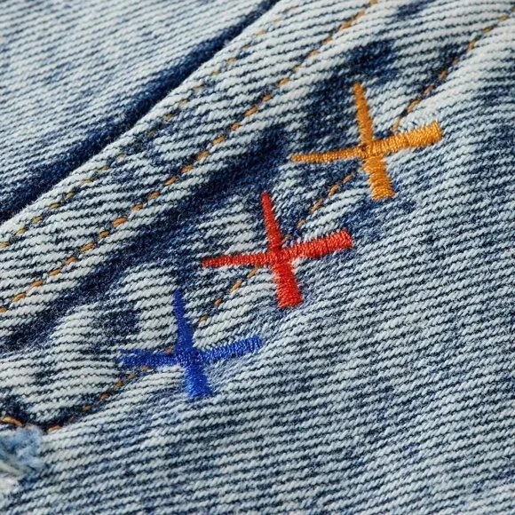 Scotch & Soda Men's Indigo Distressed Faded Denim Trucker Jacket Button Front M